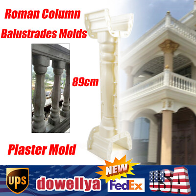2 Pcs 89cm Balustrades Mold Fit Concrete Plaster Cement Plastic Casting White