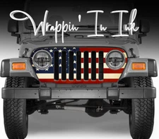 Grill Wrap American Flag Vinyl Graphics for Jeep Wrangler 1997-2006