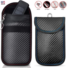 2Pcs Anti-theft Car Key For Fob RFID Signal Blocker Faraday Blocking Pouch Bag