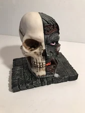 Flora Bunda Vintage Bookends Skeleton & Zombie Heads Book Ends Halloween 5.5"H