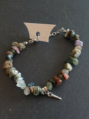 Natur Edelstein Armband Indischer Achat Grün Multi Stein Hochwertig Neu