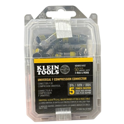 Klein Tools- Universal F Compression Connector - 50 Pack - VDV812-612 - RG6&RG6Q - Zdjęcie 13 z 14