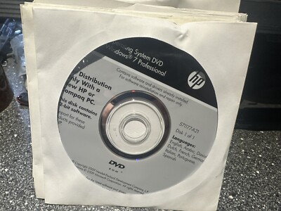 RETRO VINTAGE Microsoft Windows 7 Professional SP1 32-Bit DVD HP DISC ONLY #5F