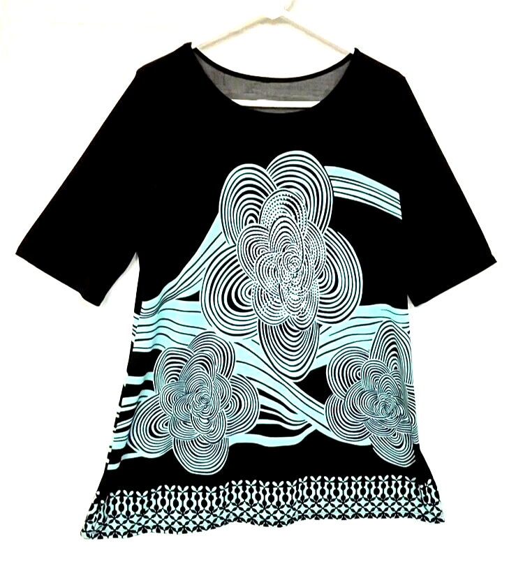 EUC Women's Scoop Neck Short Sleeve Embellished Tunic Top, Sz XL