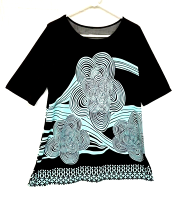EUC Women's Scoop Neck Short Sleeve Embellished Tunic Top, Sz XL