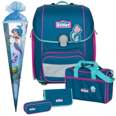 MERMAID - Meerjungfrau - Scout GENIUS mit Funny Snaps  Schulranzen-Set 5tlg.TÜTE