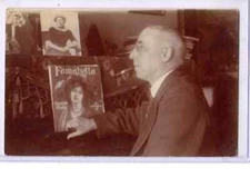 Real Photo Postcard RPPC - Man at Piano with Famabella Sheet Music