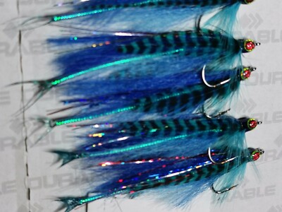 4x Salt water 1/0 12cm Fly Fishing blue MACKEREL Fly flies BLUE SILVER Clouser