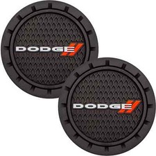 Plasticolor Dodge Car Coaster, 2x Cupholder Coasters with the Dodge Logo
