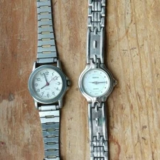 WOMEN'S LOT WRISTWATCH GENEVEA QUARTZ 6640QS ADJUSTABLE METAL BANDS FOR PARTS 