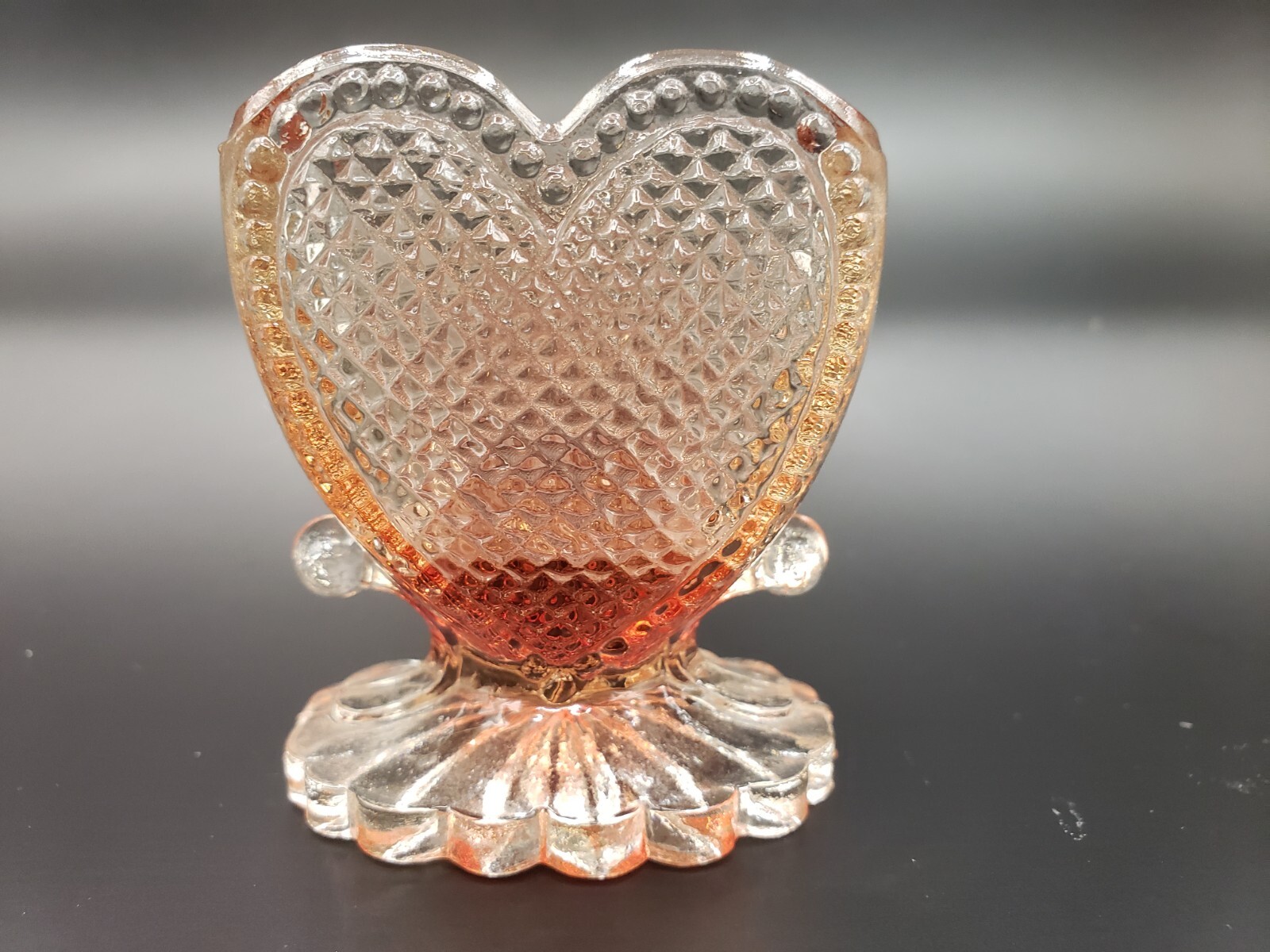 Vintage Degenhart Glass Pink Elegant Heart Shape Toothpick Holder eBay