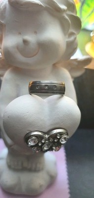 Titanium Damenring mit 3 Eingefassten Zirkonia Steine Gr. 15.