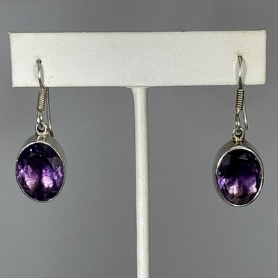 CHARLES ALBERT Amethyst Edelstein Sterling Silber 925 Ohrhänger Oval