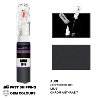 FÜR AUDI CHROM ANTHRAZIT LUJ2 Touch Up Lackstift Pinsel Fix Kit Kratzer Chip Set