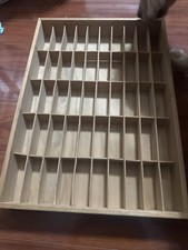 Vintage Wooden Shadow Box Display Wall Shelf 24x17 Grid Organizer Curio