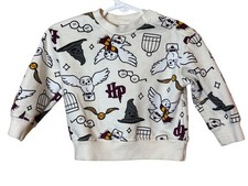 Harry Potter Baby Sweatshirt 3-6M White Hedwig Hogwarts Print Cotton Blend