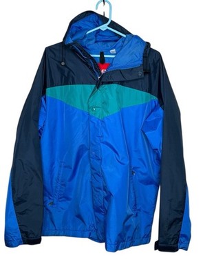 Rare Vintage THE NORTH FACE Color Block Gore-Tex Rain Jacket 90s TNF Blue SZ L