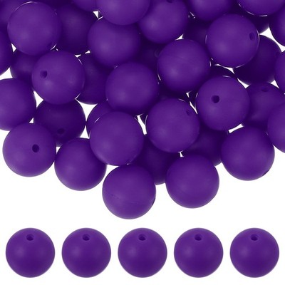 60Pcs Silicone Beads 15mm Bulk Beads for Keychain Making Dark Purple,