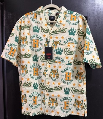 H&M Stranger Things Button-Up Short Sleeve Size Large NEW Tags Hawkins High