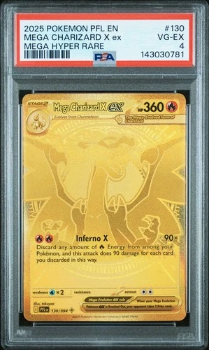 2025 POKEMON PFL EN-PHANTASMAL FLAMES MEGA HYPER RARE MEGA CHARIZARD X EX PSA 4