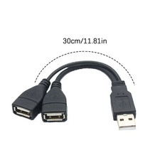 USB 2.0 A Male To 2 Dual USB Female Jack Y Splitter Hub Power Cord Adapter Cable