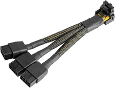 16Pin GPU Cable to 3X 8 Pin Pcie Extension - 16AWG PCIE 5.0 12VHPWR Black 
