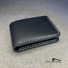 Men's Black Bifold Wallet Full Grain Leather Handmade Vintage Gift