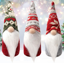 Set of 3 Handmade Scandinavian Gnome Ornaments for Christmas Home Decor
