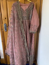 Asian Women Desighner Heavy Embroidered maxi dress Stiched  Size M