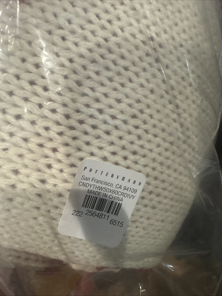 Manta de Navidad Pottery Barn Candy Cane Jacquard tejida ~ TOTALMENTE NUEVA Foto 3 de 4