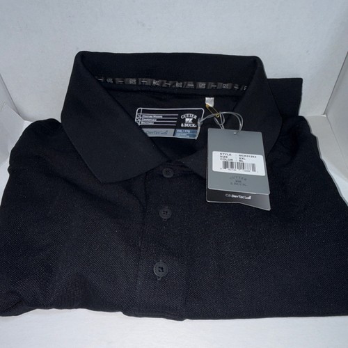 Cutter & Buck DryTec Men's Black Solid Short Sleeve Polo Shirt Size XXL