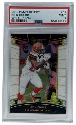 2018 Panini Select Nick Chubb #33 White Prizm /75 RC Browns PSA 9