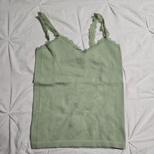 Love poem ribbed fitted Knit V-Neck Sleeveless Tank -m/l
