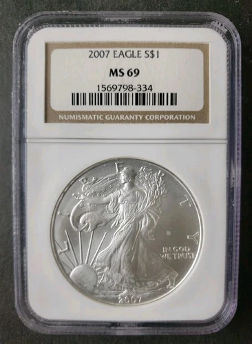 2007 $1 American Silver Eagle Dollar NGC MS69