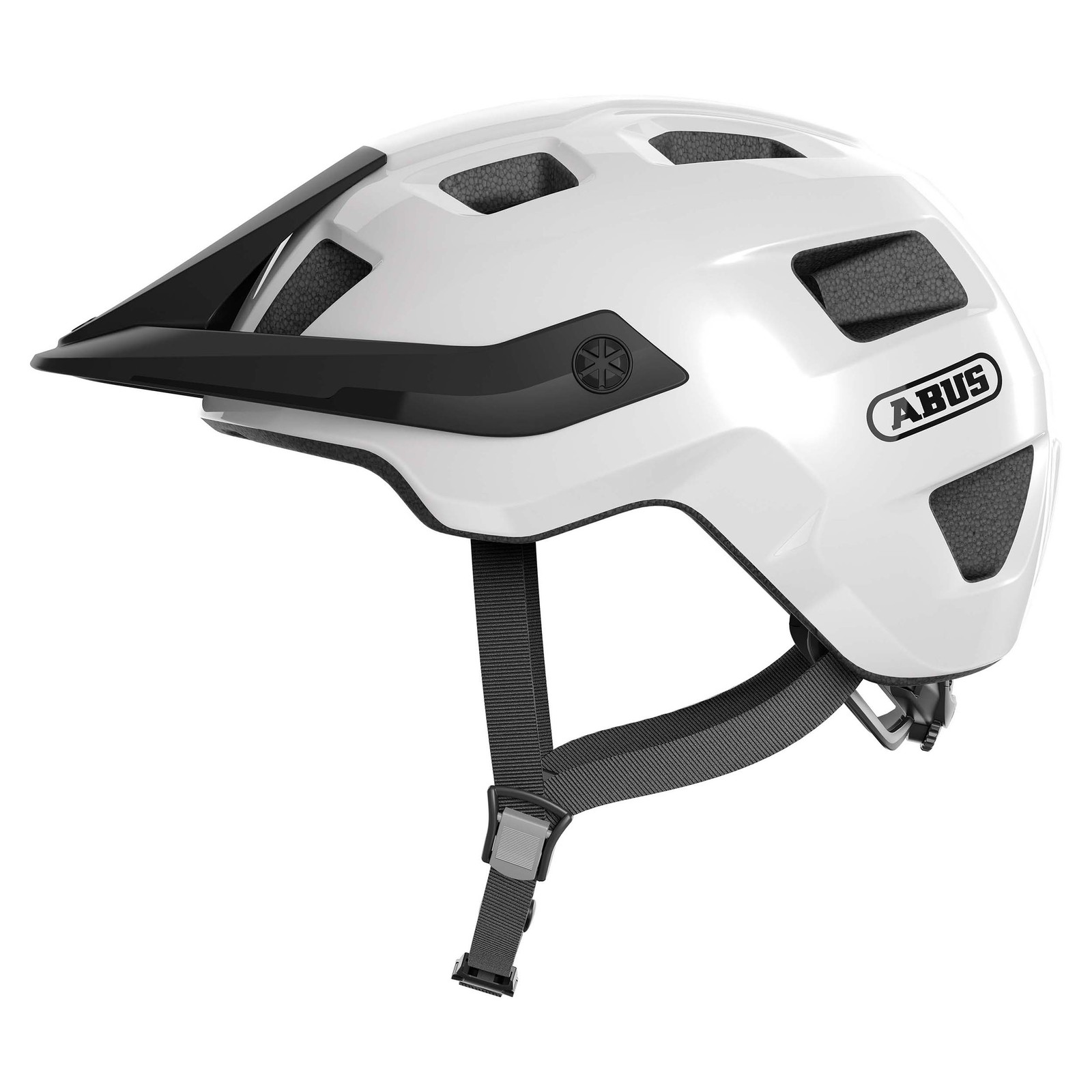 Casque vélo adulte vtt blanc brillant Abus MoTrip taille S 51-55cm réglage molette