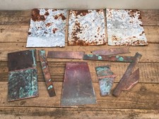Lot 12 Sheet Metal 9 Copper  3 Galvanized Steel Natural Patina Colors Verdigris