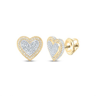 Herz-Ohrstecker 0,76 kt natürlicher Diamant 10 kt Gelbgold