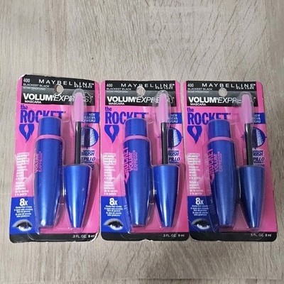 3 Pack Maybelline Volum'Express The Rocket Washable Mascara 400 Blackest Black