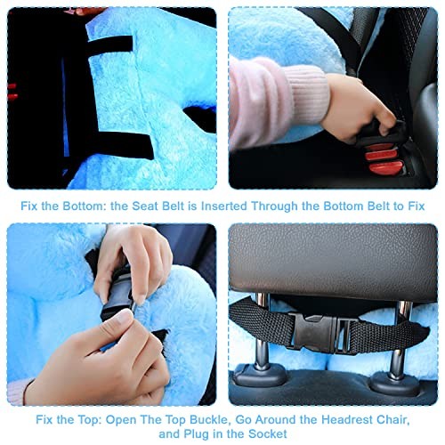 Kids Travel Pillow - Soft Blue Sleeper Support for Airplane & Car Rides