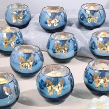 12 Pcs Blue Votive Candle Holders Set Tea Lights Candle Holder Bulk
