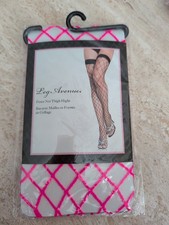 Neon Pink Fence Net Thigh Highs Brand New One Size By Leg Avenue 9014