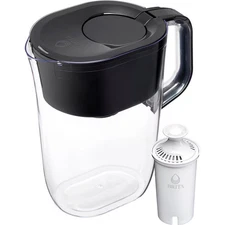 Brita Water Filter 10-Cup Tahoe Water Pitcher Dispenser - Black: Easy-Fill Lid,