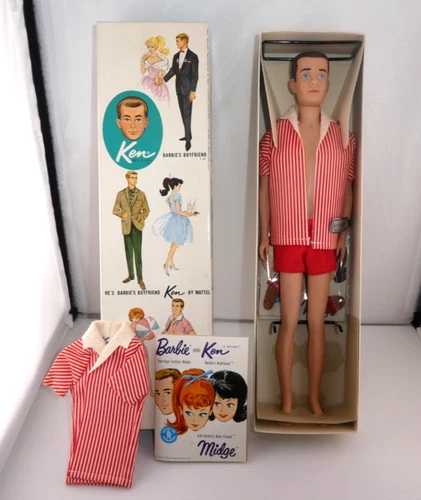 UNBOXED New Old Stock 1961 Ken Doll (Barbie) #750  w Al Inserts RARE Brunette