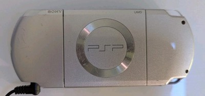 Sony PSP-2001 Silver Console Tested New Battery + Charger Memory Card & 2 Games