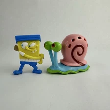 Lot 2 Sponge bob Square pants 2011 Swing baseball and Pet Snail Gary figure PVC