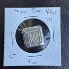 1/4oz .999 Fine Silver Suns of Liberty Mint Square Bar .25oz Vintage