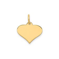 14k Yellow Gold Heart Pendant Charm Engravable Polished Minimalist Necklace
