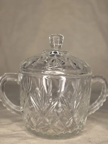 Vintage Anchor Hocking Glass Sugar Bowl WITH LID