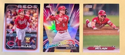 MATT McLAIN, Cincinnati Reds 3-Card Lot, YOUNG SUPERSTAR WITH SPEED AND POWER