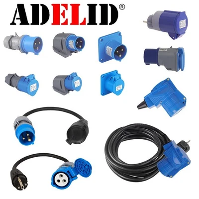 ADELID® CEE Adapter Stecker Kupplung Verlängerungskabel 16A für Camping Wohnmobil Boot
